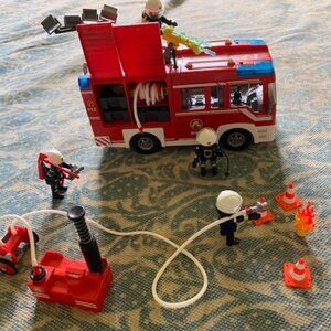 Playmobil Firetruck and Fire Fighters with Water Pump